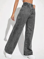 Högmidjade Jeans Rak Ben