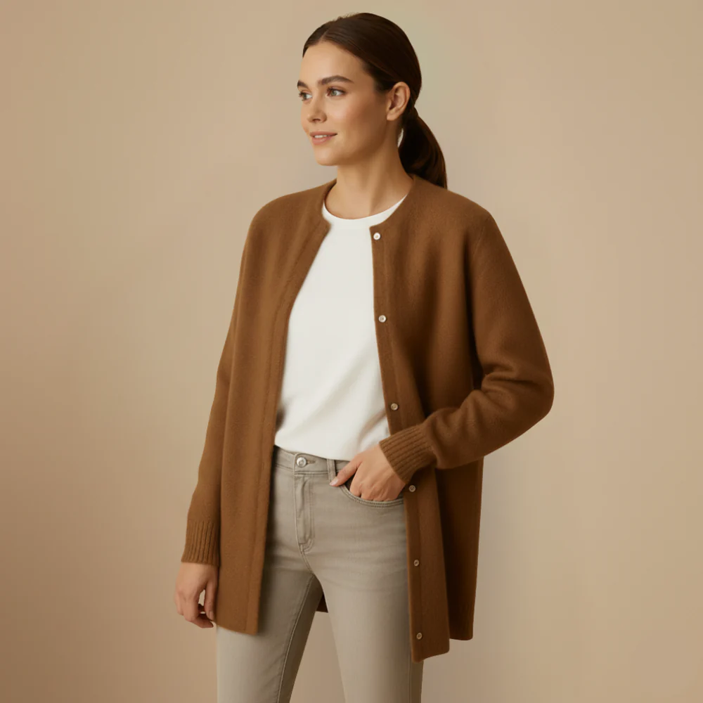 Kvinnors stickad knäppt kofta