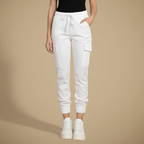 Damer avslappnade joggingbyxor i cargostil med elastisk midja