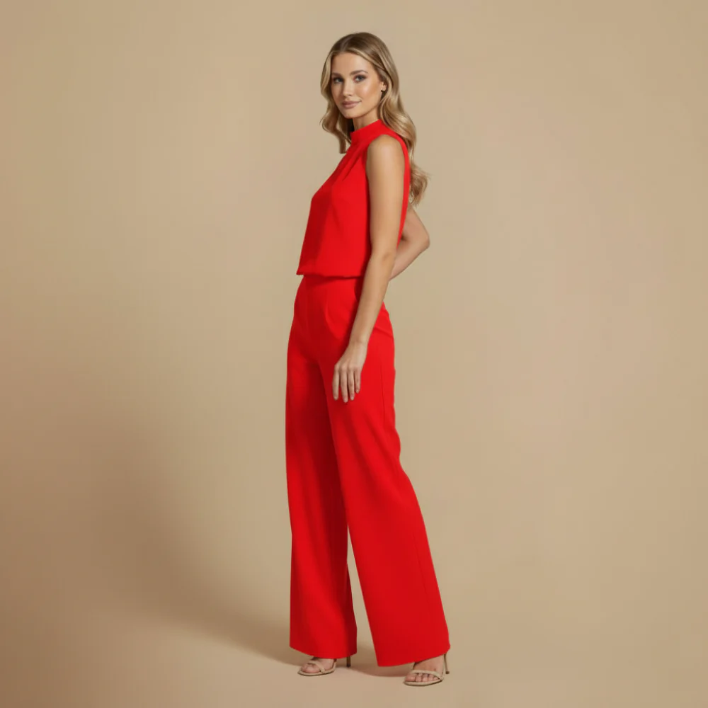 Kvinnors ankelånga ärmlösa jumpsuit med vida ben