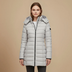 Kvinnors vadderad vinterjacka med dragkedja