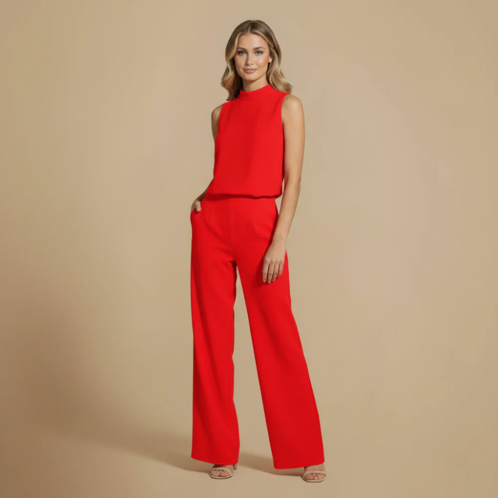 Kvinnors ankelånga ärmlösa jumpsuit med vida ben